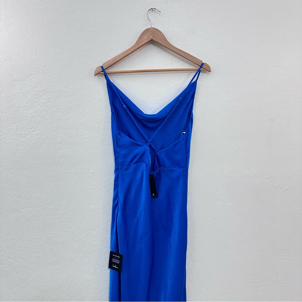 Lulu Satin Cowl Neck Maxi Dress in Blue Size Extra Large XL - Picture 6 of 7